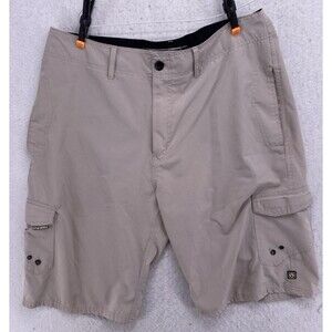 Ocean Current Feather Lite Amphibious Cargo Shorts Mens 34 Tan Hybrid Boardshort